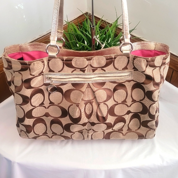 Coach Signature Brown and Pink Tote Bag - Picture 1 of 14